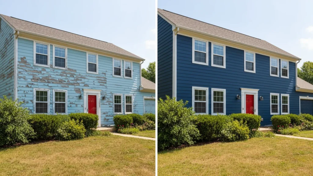 Before and after exterior paint transformation Knoxville TN